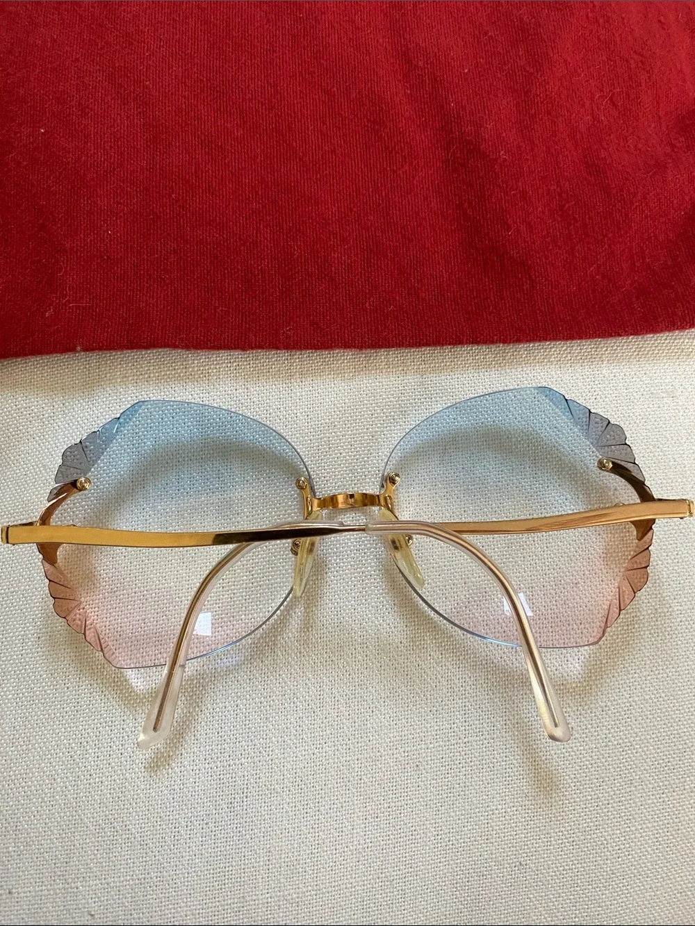 France Gold GEP 22 KTS Multi Facets Blue To Pink Graduated Lenses Rx Glasses